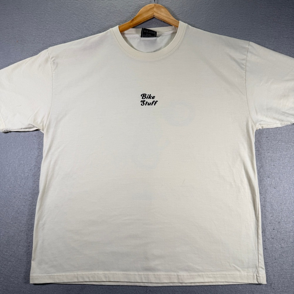 Good Morning Apparel Bike Stuff Graphic T Shirt XL Cream Short Sleeve Mens